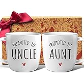 Promoted to Aunt & Uncle Mugs Gift Set of 2 for uncle & aunt, Pregnancy Announcement Mug Gifts, First Time Uncles & Aunts mug gift, Birthday Christmas Day mugs gifts for New uncles & aunts-36