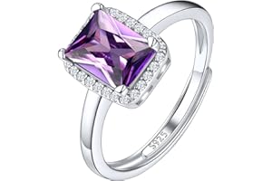 Suplight 925 Sterling Silver Square/Pear Shape Birthstone Ring, Cubic Zirconia Solitaire Engagement Wedding Rings for Women (