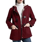 Flygo Sherpa Lined Winter Jackets for Women Fleece Hoodie Jacket Warm Fall Winter Toggle Duffle Coats