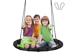 TBMLC 40 inch Diameter Saucer Swing - 1 Inch Diameter&1MM Thick Sturdy Steel Frame with Thick Foam Pipe Cover and Durable PP Mat - Perfect for Outdoor Fun and Relaxation (40 inch Diameter, Black)