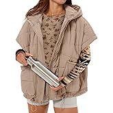Gacaky Quilted Vest for Women Oversized Stand Collar Cap Sleeve Puffer Jacket Warm Button Zip Up Hoodies Coat Outwear