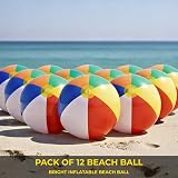 SHATCHI 12 Pcs 20 Inch Inflatable Rainbow Beach Ball Multicolour Pool Toy view 4