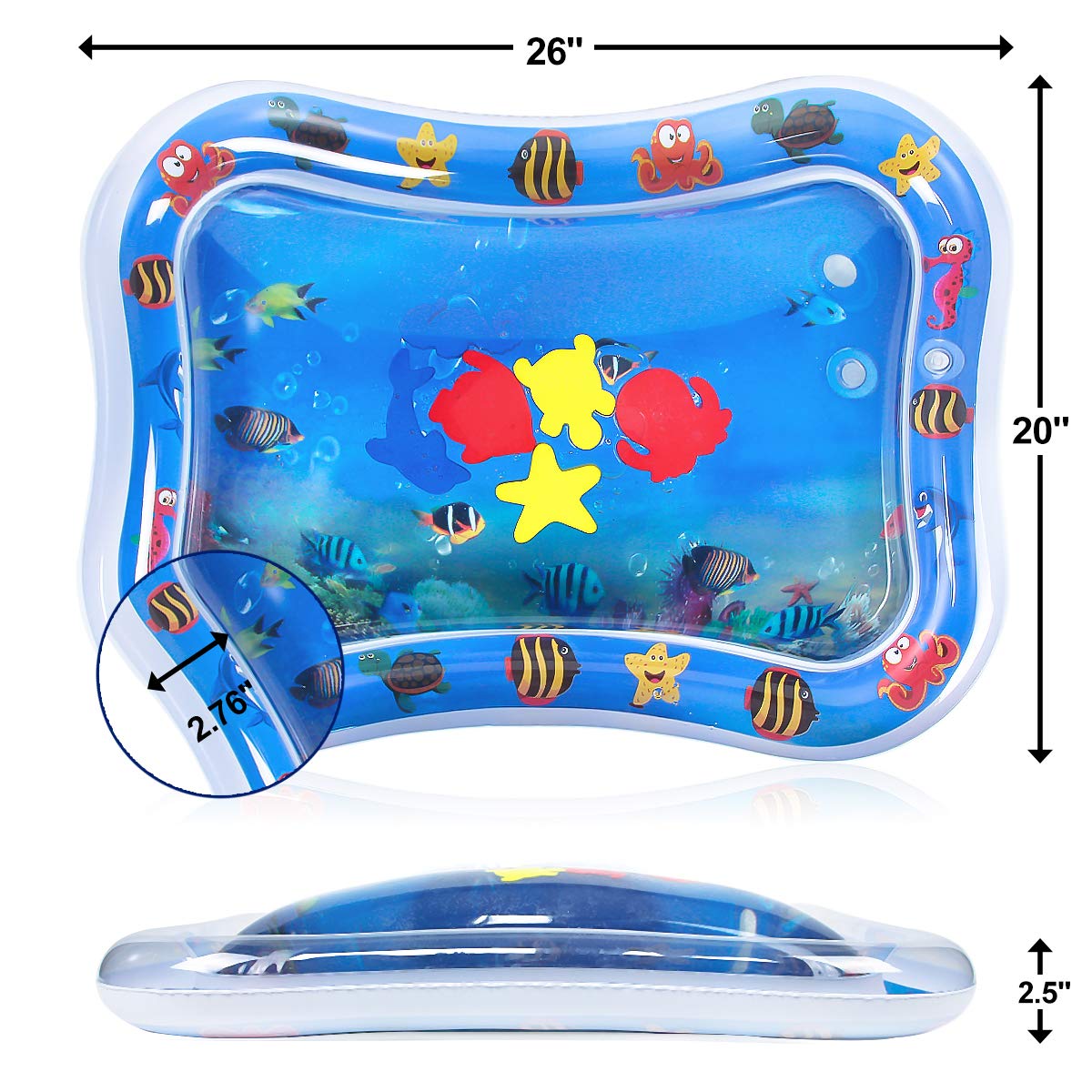 Dreampark Inflatable Tummy Time Premium Water Mat for Infants & Toddlers, Activity Center Your Baby\'s Stimulation Growth Baby Toys 3 to 12 Months (26”x20”, 2 Pack)