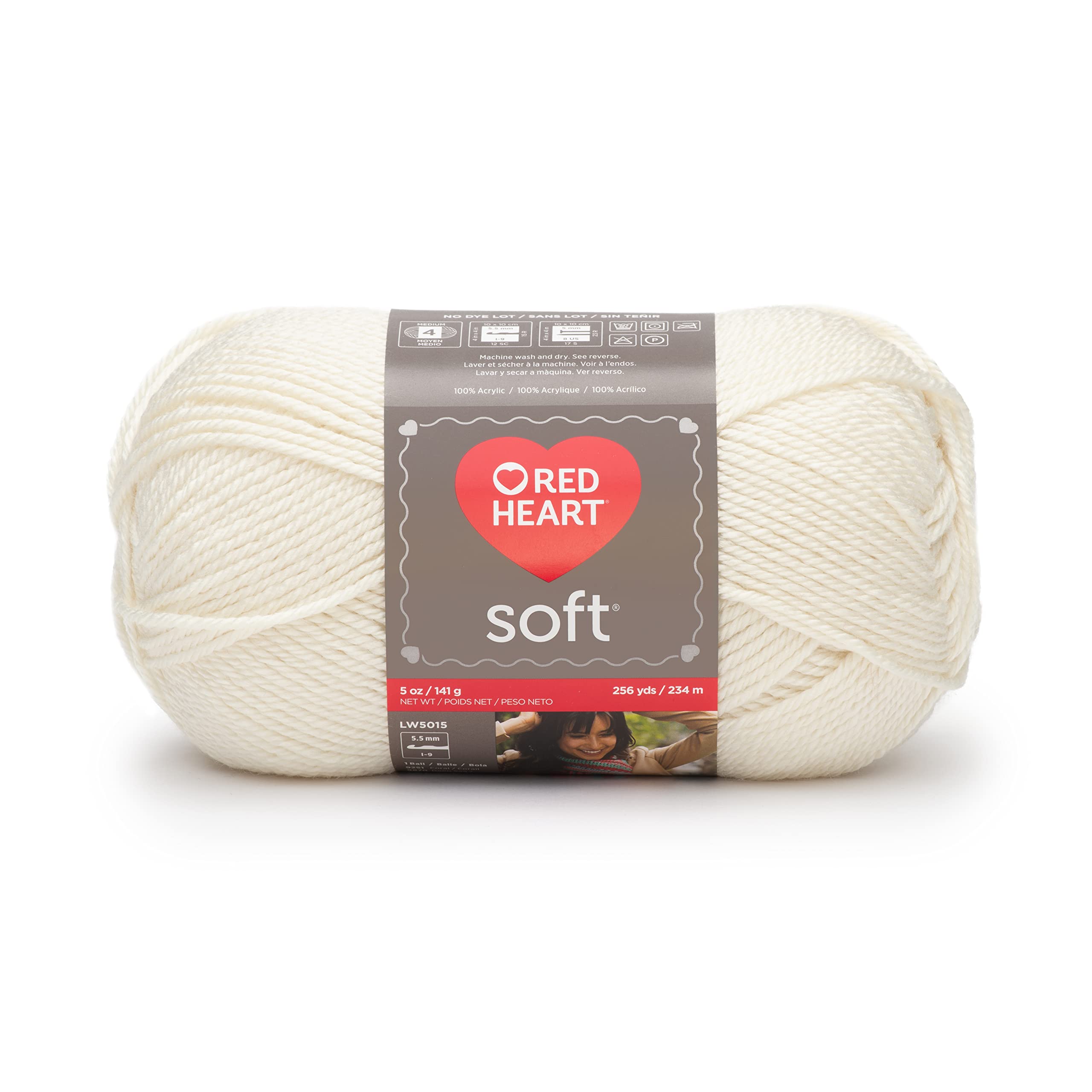 Red Heart Soft Off White Yarn - 3 Pack of 141g/5oz - Acrylic - 4 Medium (Worsted) - 256 Yards - Knitting/Crochet