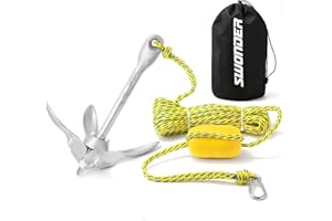 Swonder Kayak Anchor, 3.5lbs Folding Anchor Kit w/Rope & Storage Bag, Complete Accessories Kit for Kayak, Paddle Board, Jet Ski and Small Boats