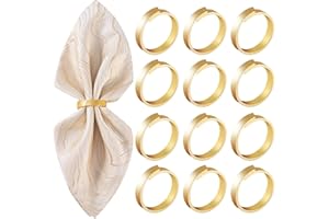 APTWOW Gold Napkin Rings Set of 12- Roundness Metal Gold Napkin Holder, Fall Thanksgiving Christmas Napkin Rings for Table Decor, Wedding, Banquet, Valentines Easter