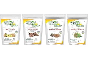Amla Powder 100G, Bhringraj Powder 100G, Shikakai Powder 100G, Aritha Powder 100G - 1 Complete Hair Care Combo Pack (For Exte