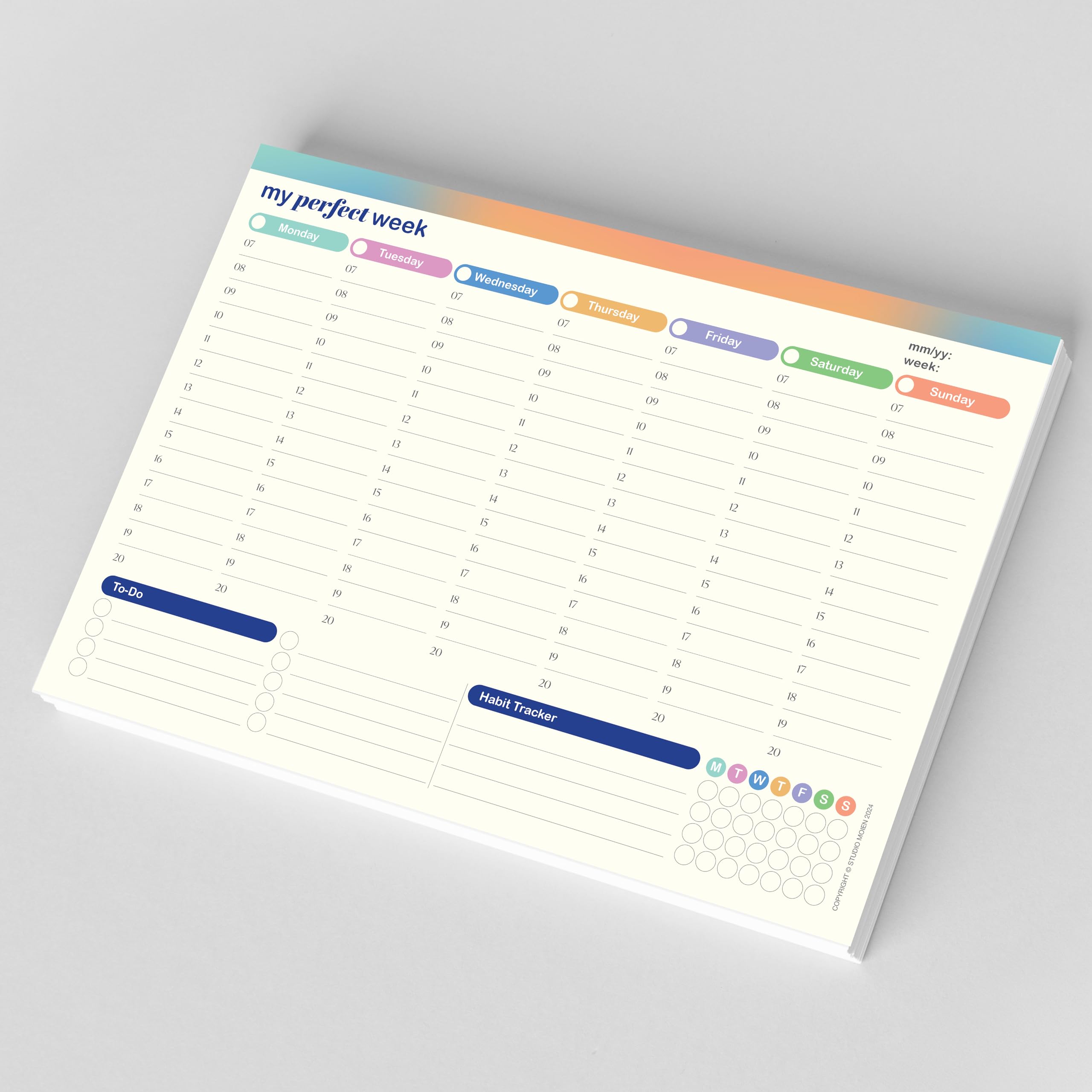 50-Sheet Undated Weekly Planner Pad (A4-29.7 x 21 cm) - Schedule and Desk Planner with To-Do List & Habit Tracker for Home, School & Office