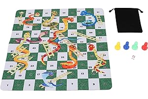 DANAIXZ Snakes and Ladders Board Game Set 35cm Rubber Foldable Classic Family Fun Travel Game for Adults Home Office Outdoor 