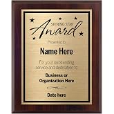 Shining Star Award Plaque - Personalized 8x10 Wooden Employee of the Month Plaque - Customized Appreciation Award for Employee, Retirement, Thank You Award