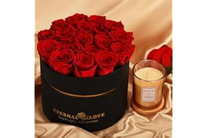 LIFELUM Forever Roses with Candle in a Box,Flowers for Delivery Prime Today, Red Preserved Roses Bouquet for Women, Birthday Gifts for Wife