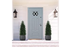 YANGRASS Artificial Topiary Cedar Trees, 2 Part 3.2FT Artificial Cedar Pine Tree Potted UV Rated Plant Fake Plants Tall Artificial Plants Shrubs for Indoors Outdoors