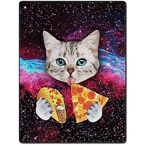 TSlook 40x50 Blankets Funny Cat Starry Pizza Eat Beautiful Gorgeous Comfy Funny Bed Blanket
