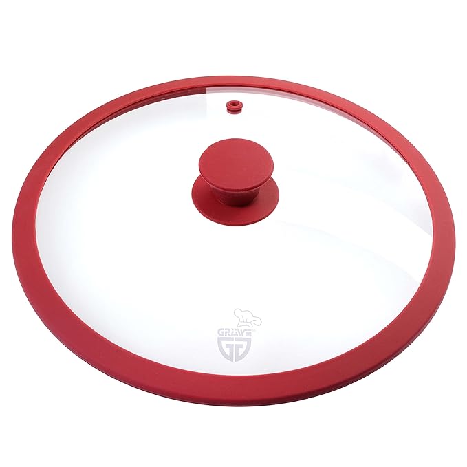 GRÄWE Variante Glasdeckel mit Silikonrand 14-32 cm Rot 32 cm
