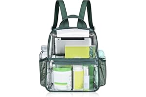 Mildbeer Small Clear Backpack, Stadium Approved 12x12x6 Clear Backpack for Women with 2 Bottle Holders for Festival Concert Travel Sport Games Venues