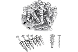 JYPHORIXAL 100PCS Zinc Self-Drilling Drywall Anchors, 50 Heavy Duty Hollow Metal Wall Anchors and 50#8 x 1-1/4'' Screws, Sheetrock Anchors and Screws Kit