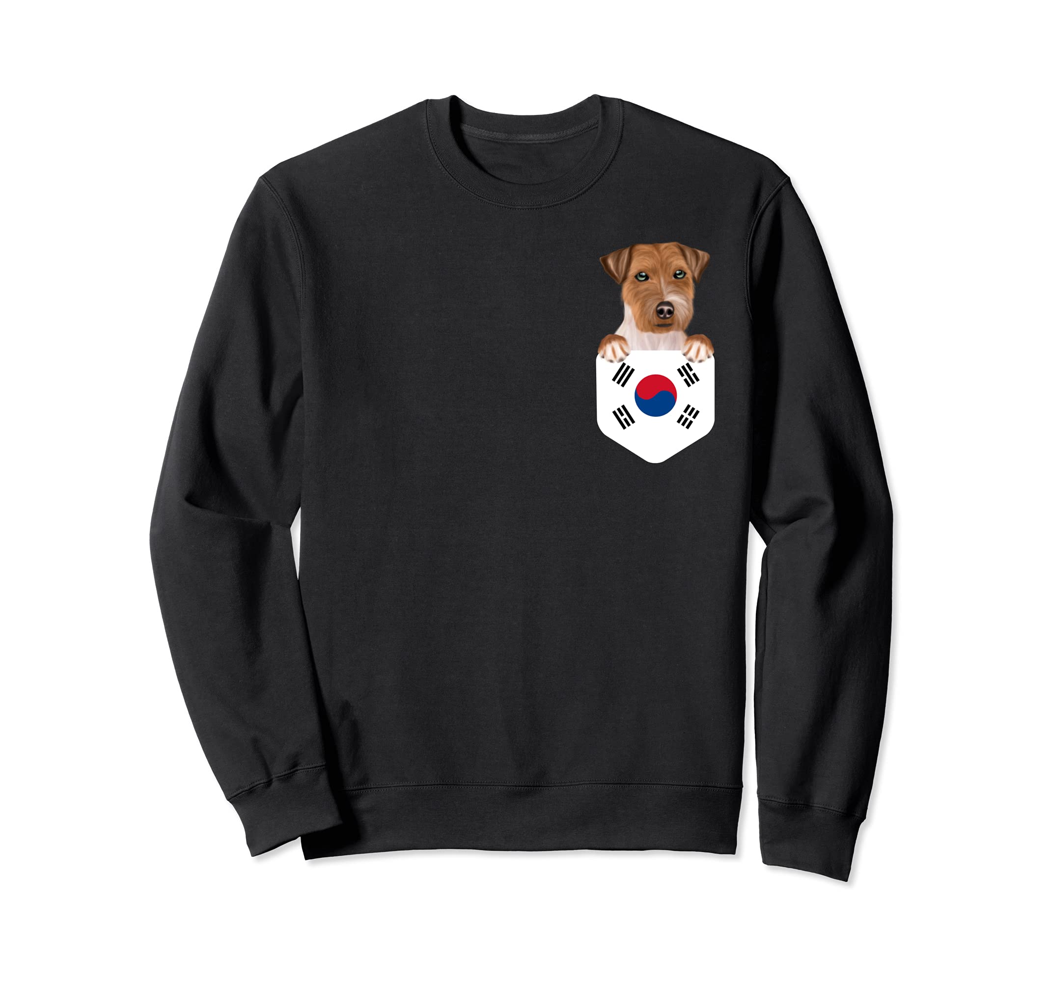 South Korea Flag Russell Terrier Dog In Pocket Sweatshirt
