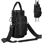 Nuovoware Water Bottle Carrier Bag,25oz/40oz/64oz Bottle Pouch Holder,Adjustable Shoulder Hand Strap 2 Pocket Sling Neoprene Sleeve Sports Accessories for Hiking Travelling Camping