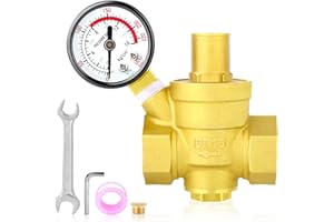 MEANLIN MEASURE 1/2 inch brass Water pressure regulating valve, pressure regulating valve, pressure reducing valve, DN15, with 0-220PSI pressure gauge