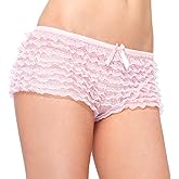 ToBeInStyle Women's Micromesh Lace Ruffle Tanga Shorts