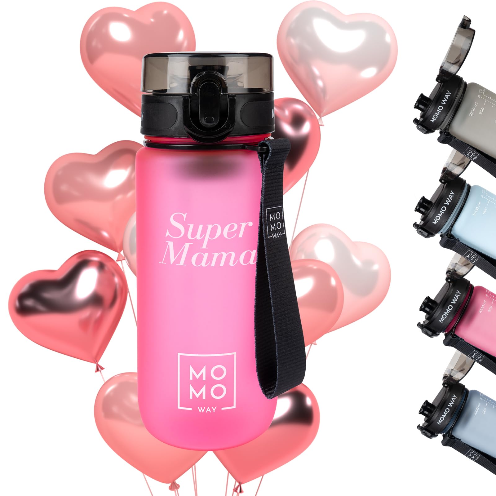 MOMO WAY Super Mama Drinking Bottle BPA-Free Tritan Water Bottle Gift for the Best Mum Mother's Day Gift Super Mama 600ml Pink — image 1