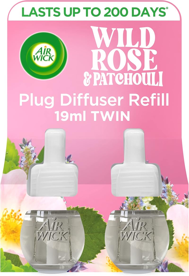 Airwick Air Freshener Plug In Diffuser Refill Wild Rose Patchouli 2 x 19ml