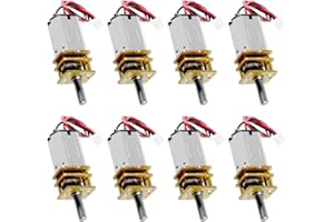 XIITIA 8pcs DC 3V-6V Mini N20 Gear Motor Slow Speed Full Metal Gearbox with Terminal for Smart Car DIY RC Toys