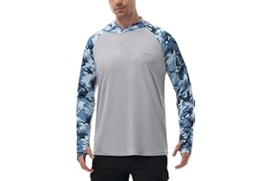 FISHEAL Men's Performance Fishing Hoodie Shirt with Thumbholes - UPF 50 Sun Protection Camo Long Sleeve Shirts Quick-Dry