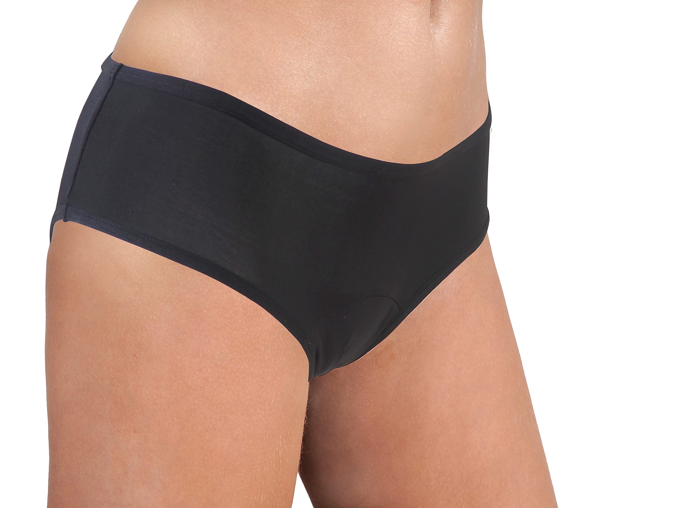 FEEL NATURAL Menstrual Panties Size L – Women's Underwear – Black, Washable Anti-Leak Ruler Panty – Hygienic Comfort, Absorbent Protection Without Apparent Seams – Medium Flow