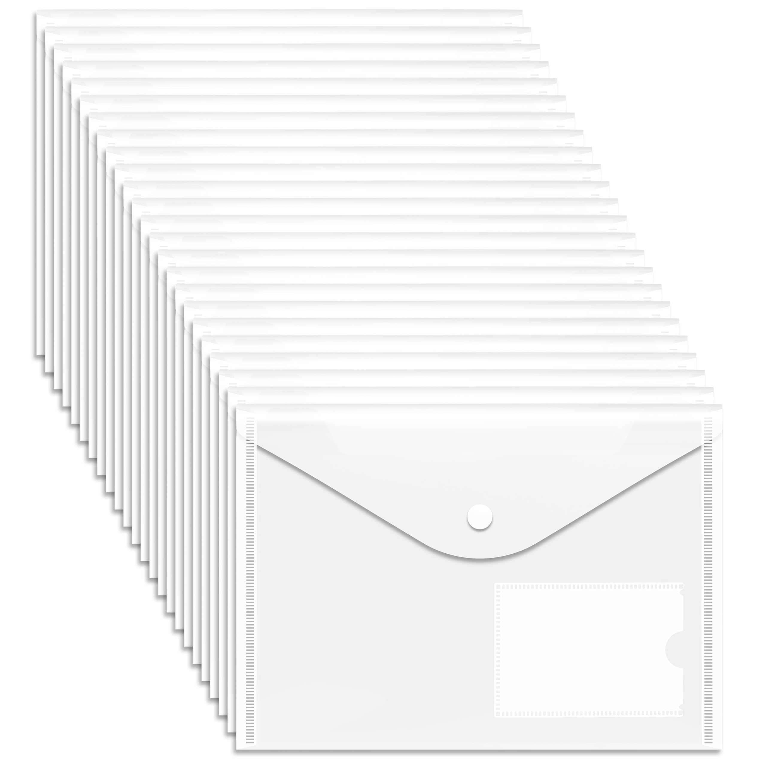 GoodtoU A5 Plastic Wallets Clear - 24 Pcs Popper Wallet Document File Folder with Press Stud for School Office Travel Storage