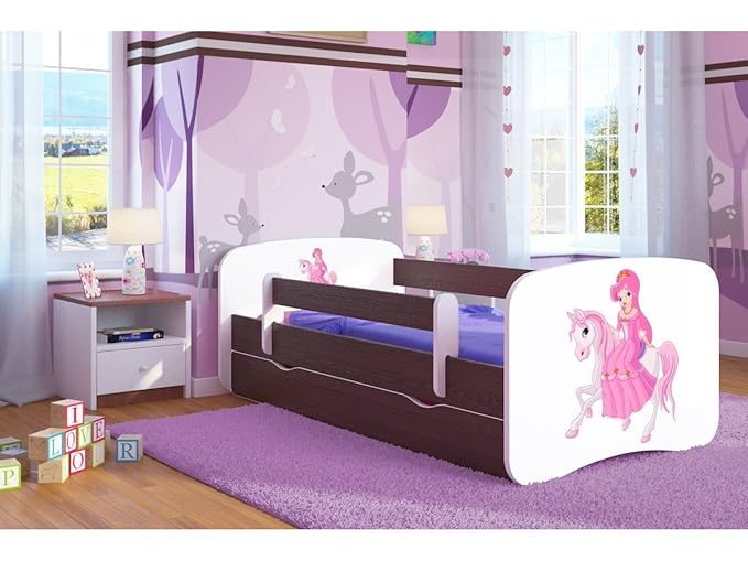 Kocot Kids Kinderbett Jugendbett 70x140 80x160 80x180 Wenge mit Rausfallschutz Matratze Schublade und Lattenrost Kinderbetten