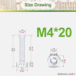 Pzsmocn 200 Pieces/100 Sets M4*20 mm PC Transparent