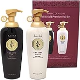 Daeng Gi Meo Ri- Ki Gold Premium Shampoo + Treatment Set, Promoting Hair Growth, Effectively Moisture to Dry and Rough Hair, No Artificial Color, 500ml
