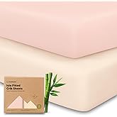 KeaBabies 2-Pack Baby Crib Sheets for Boys, Girls - 52x28 Viscose Derived from Bamboo Toddler Bed Sheets Neutral, Fitted Crib Mattress Cover for Standard Baby Bedding, Soft & Cozy (Cameo)