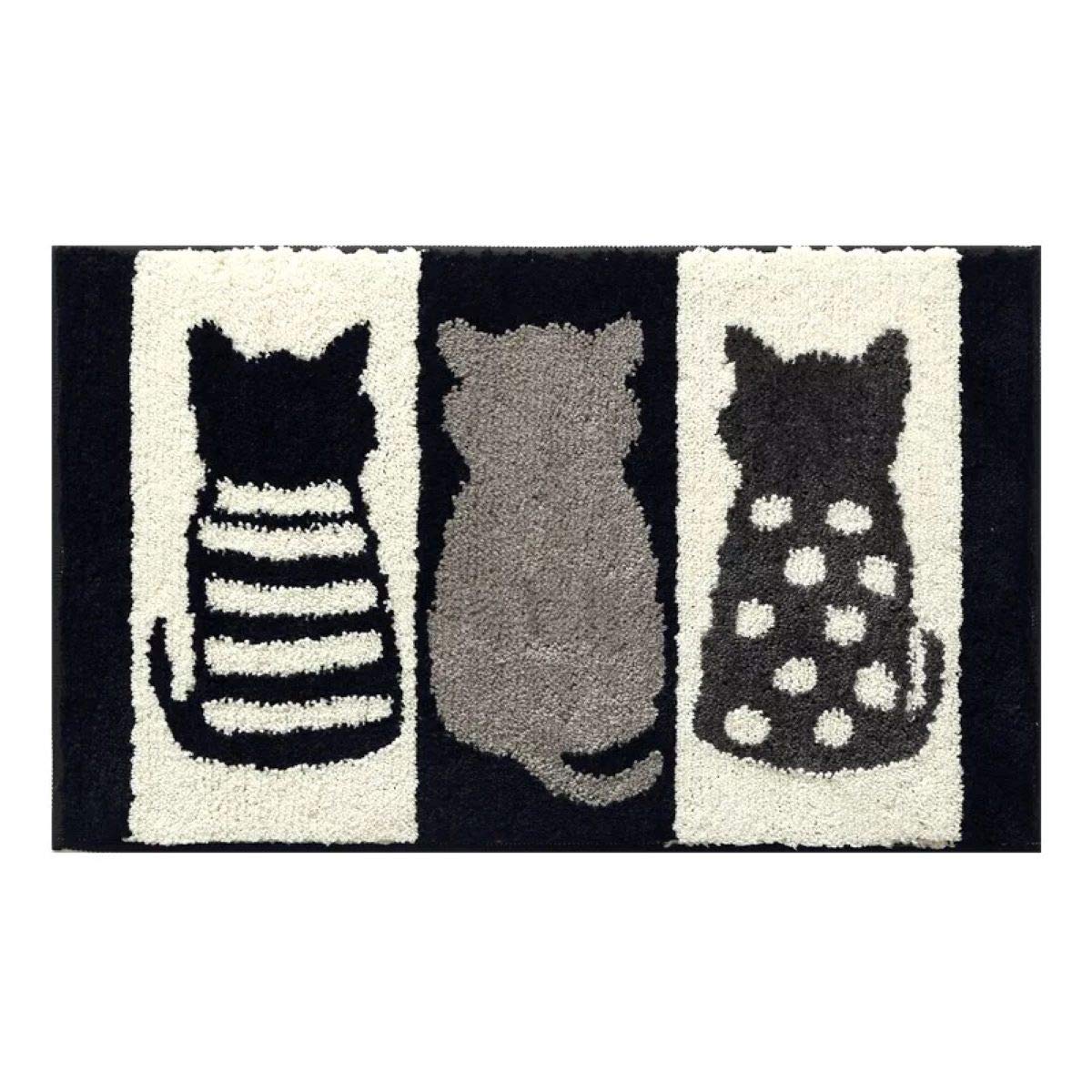 eBoutik - Spring Time Easter Door Mat Non Slip Indoor Doormat Machine Washable Barrier Mat Dirt Trapper - Black & White Cats For Hallways (Cats, 50cm * 80cm)