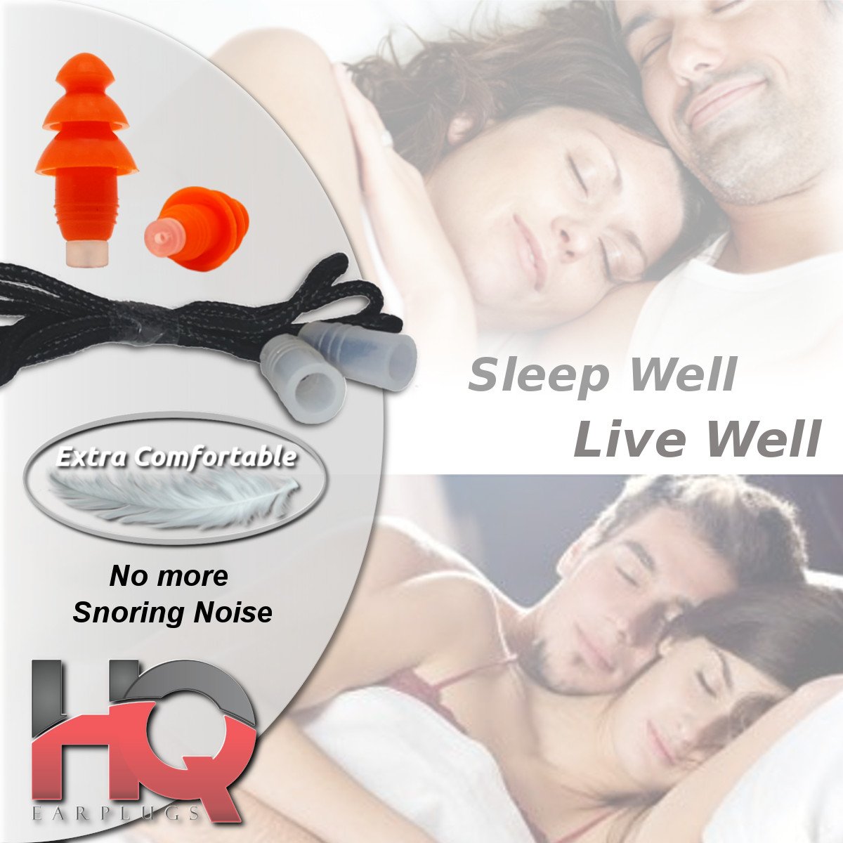 Soft Silicone Ear Plugs with Filter- Noise Cancelling & Hearing Protection By HQ Earplugs - NRR 25 to 29db – Water Block Ends – One Size Fits All (Orange)