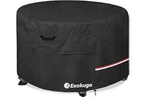 Exokugo Waterproof Fire Pit Covers,Outdoor 100% Waterproof Heavy Duty Fire Pit Cover Round,36 Inch Round Firepit Cover for Patio Fire Table,Black,36''Dia x 24''H