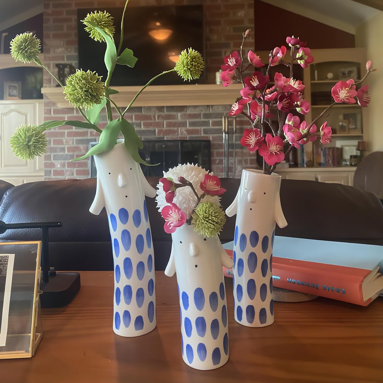 Photo 1 of MOUGIGI Cute Family Face Vases Set of 3 - Unique Ceramic Bud Vases for Small Flower - Fun Modern Aesthetic Decor for Home - Pretty Decorative Flower Holder for Women and Kids for Spring