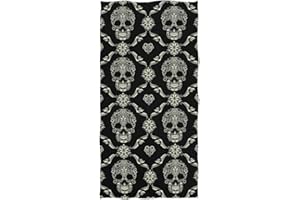 Naanle Chic Skull Ornamental Pattern Soft Bath Towel Large Hand Towels Multipurpose for Bathroom, Hotel, Gym and Spa (16" x 30",Floral Black)