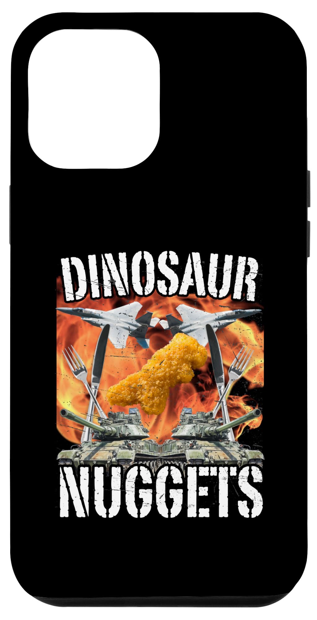 iPhone 15 Plus Funny Dinosaur Chicken Nugget Bootleg Hardcore Flames Meme Case