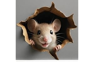 GRIT KULTURE GRITKULTURE Removable Peek A Boo Mouse in Mouse Hole Decal Sticker 5.1inch 2 Pack. Mouse Hole in The Wall Sticker with 3D Effect. Wall Decoration, Funny Gift, Potty Training, Prank (#6)