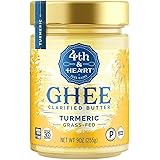 4th & Heart Turmeric Grass-Fed Ghee Butter, 9 Ounce, Keto, Pasture Raised, Non-GMO, Lactose Free, Certified Paleo