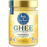 4th & Heart Turmeric Grass-Fed Ghee Butter, 9 Ounce, Keto, Pasture Raised, Non-GMO, Lactose Free, Certified Paleo