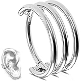 WPGLOOK G23 Titanium Double/Triple Conch Piercing Jewelry: 16G Nose Hoop Rings 8mm/10mm/12mm Hypoallergenic Cartialge Earrings