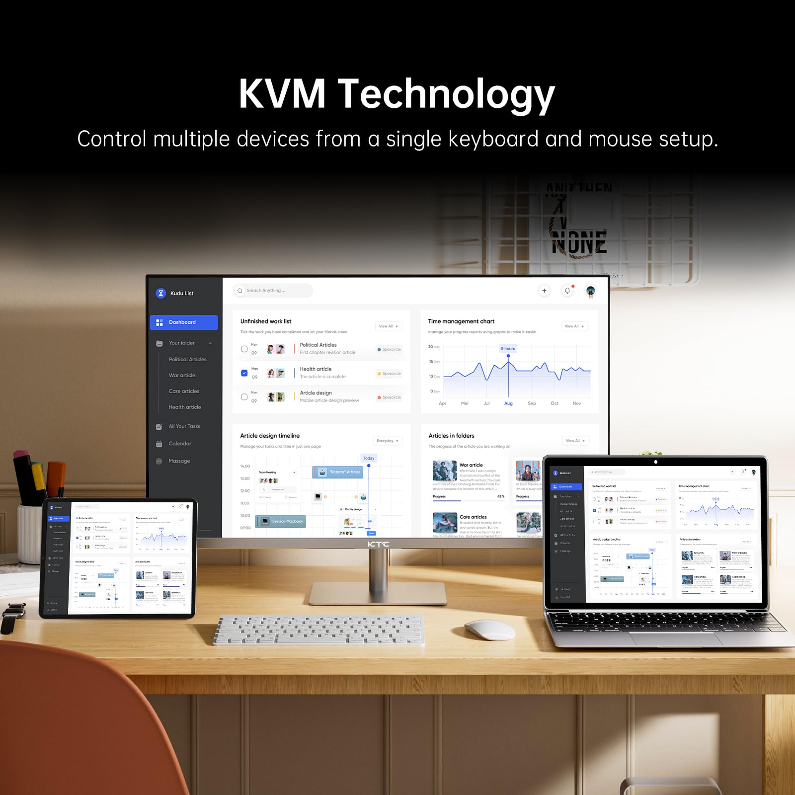 KTC 32 Inch 4K Smart Monitor with Google TV System UHD 3440x2560P Hey Google Voice Remote Netflix Licensed Dolby Audio HDR KVM Technology WiFi Bluetooth 65W PD Type C Fast Charger VESA Support