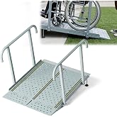RDCMKL Wheelchair Ramp with Handrails, 3-10" Rise, Non-Slip, Carbon Steel | Multiple Size Options, Home Steps, Porch Entry, Seniors, Caregivers, Reflective Strips, 770 lb Capacity, Strollers, Carts