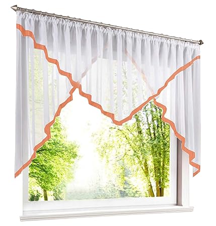 Bailey Jo Half Curtain Modern Roman Blind Voile With Satin Ribbon