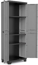 Keter Stilo Plastic Cabinet Charcoal 68 x 39 x 173 cm with 4 Shelves view 4