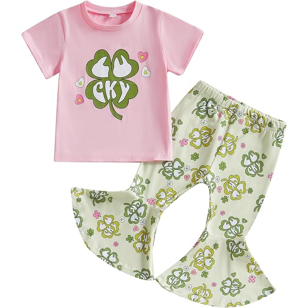 Toddler Girl St. Patrick's Day Outfit - Little Lucky Charm Sweatshirt & Clover Pants 2-Piece Set