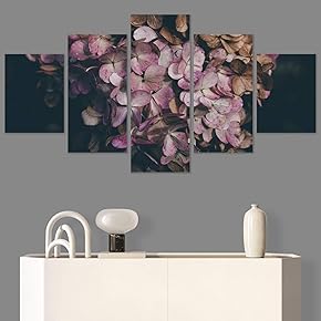 SIGNWIN 5 Panel Canvas Wall Art Pink Petals...